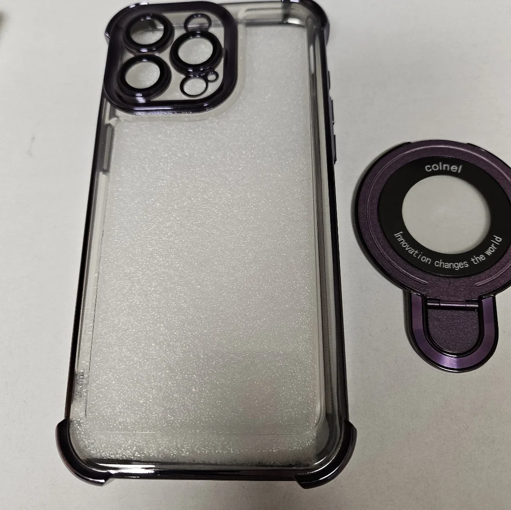 Iphone 14 Pro Max Clear Purple Phone Case with Ring‎ Holder